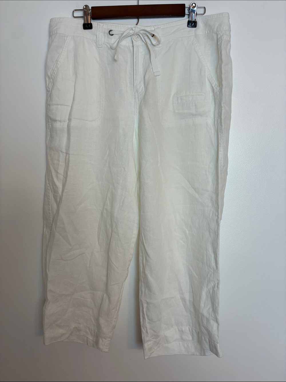 Women’s Bass White Linen Drawstring Pants Size 12